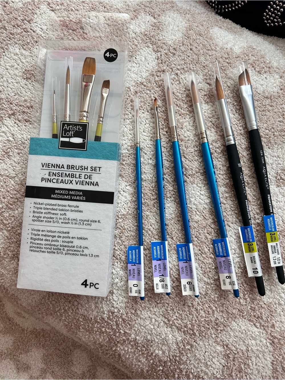 Artist's Loft Vienna Brush Set and Professional Watercolor Brush Lot